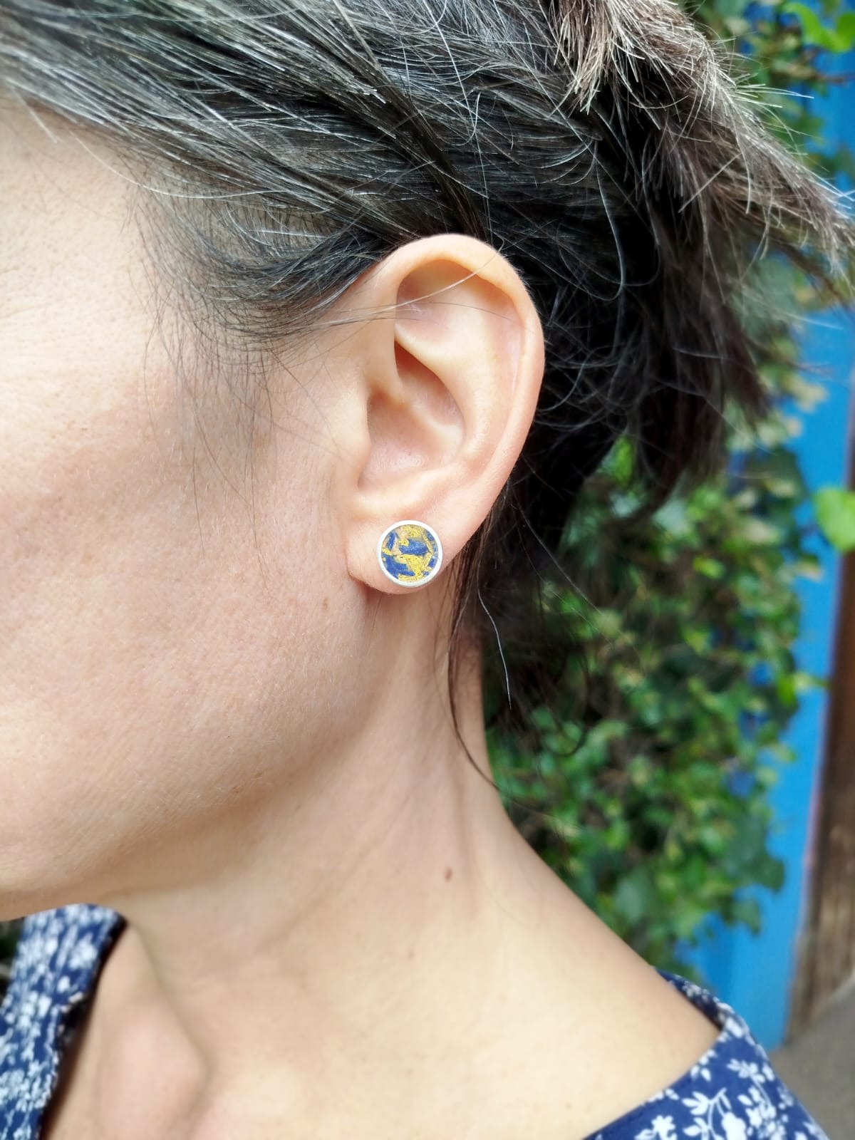 Aros asimétricos de plata 950 y piedras naturales - Imagen 3