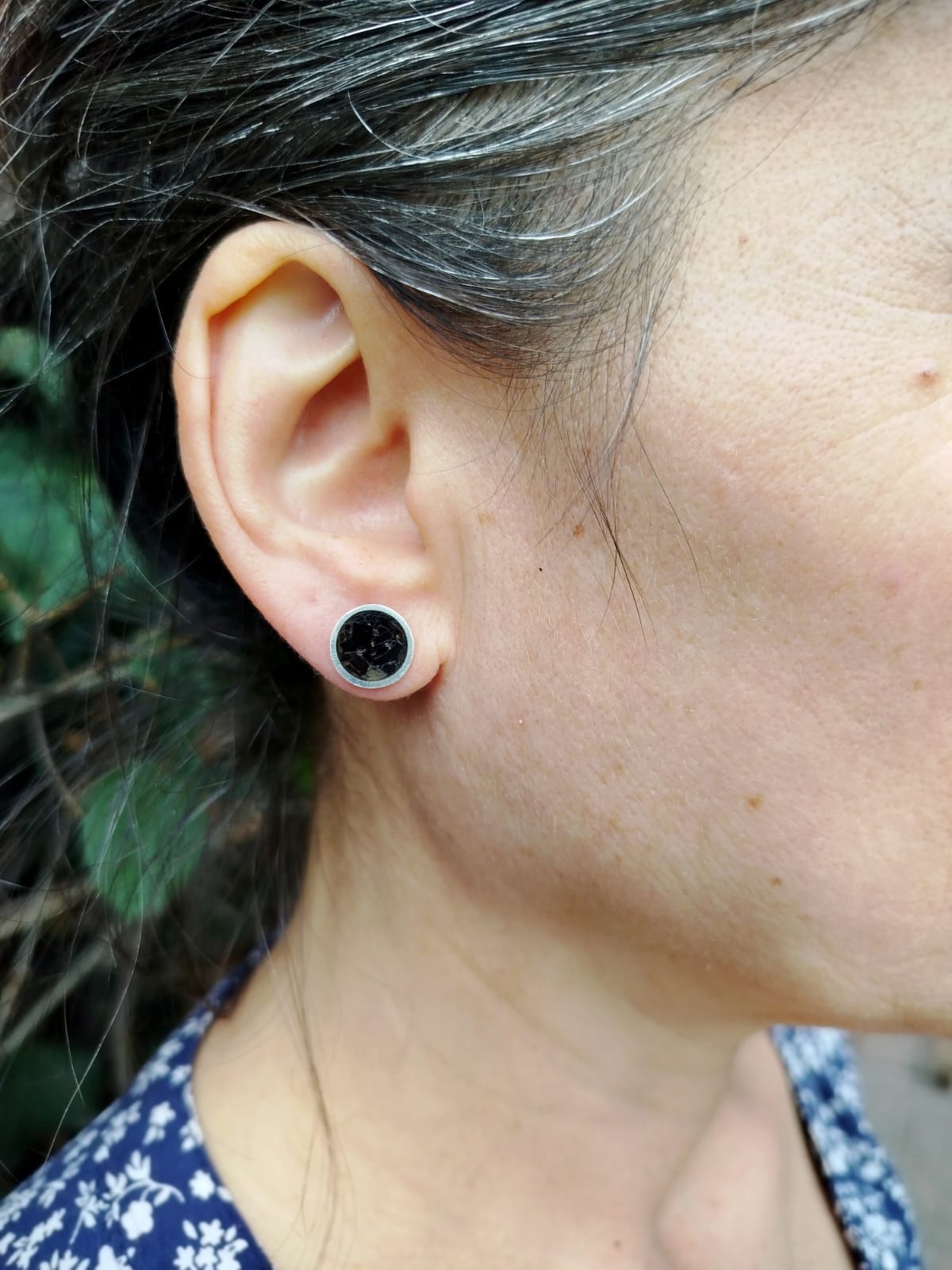 Aros de plata 950 y piedras naturales - Imagen 2