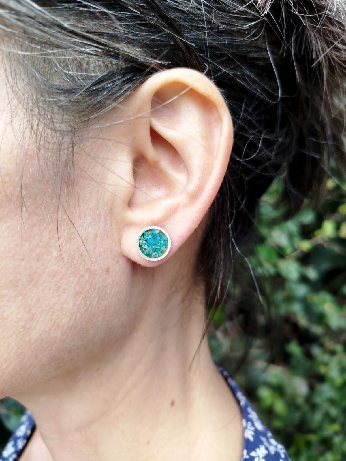 Aros de plata 950 y piedras naturales - Imagen 2