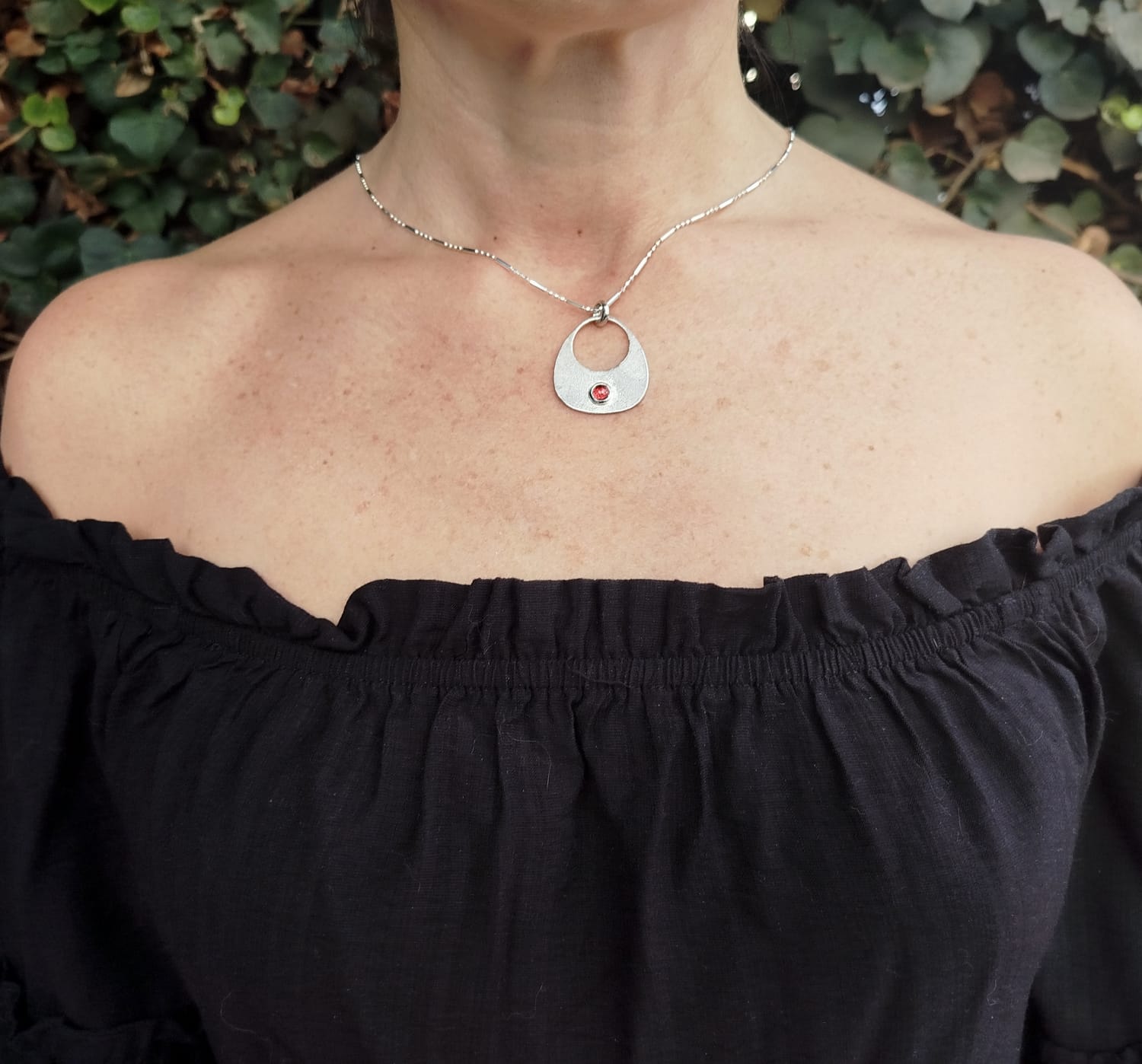 Colgante de plata 950 y granate - Imagen 3